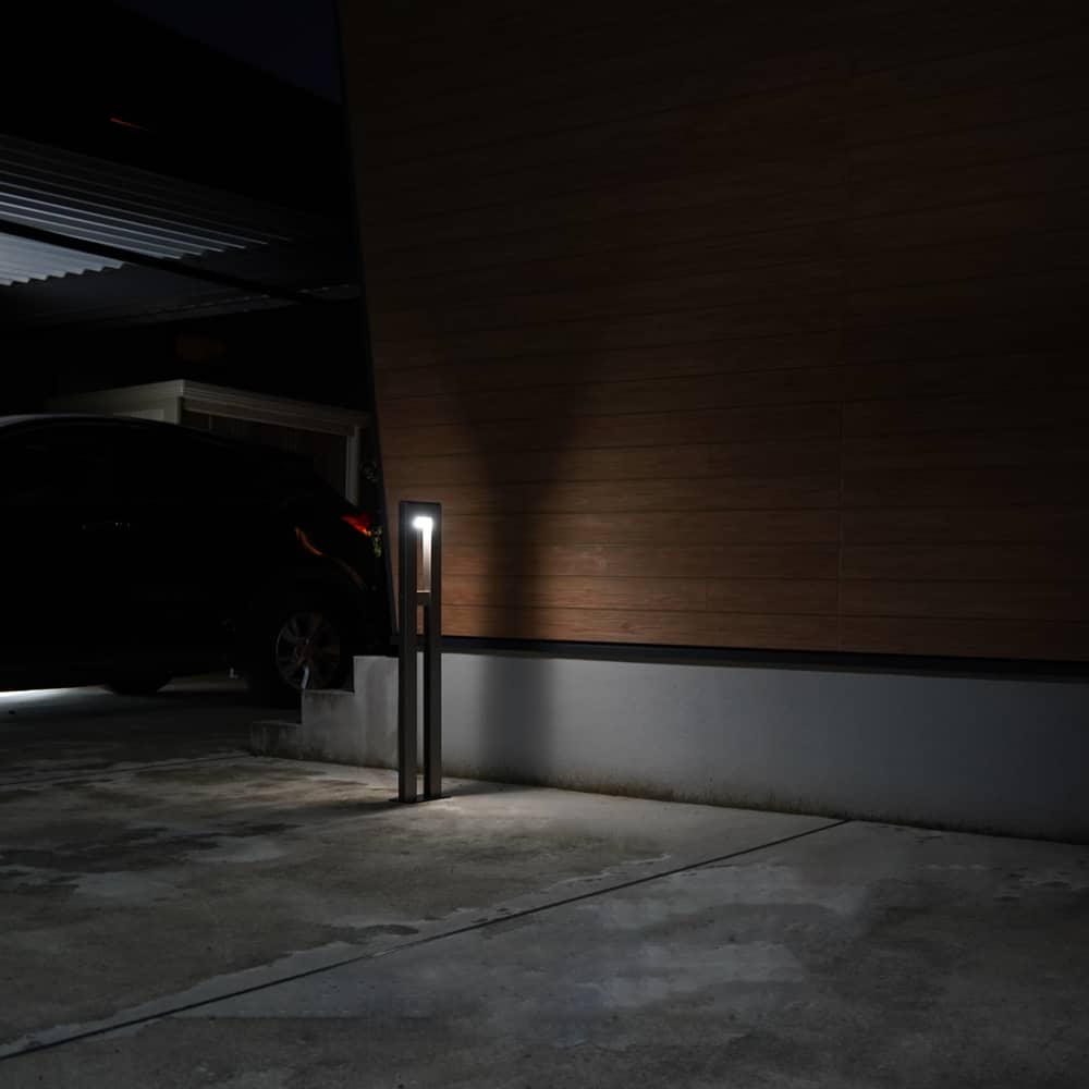 LEDライト付き自転車スタンドの夜間全体見え方